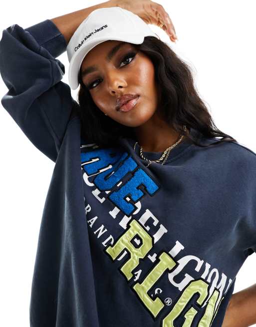 Grey and blue sweatshirt discount