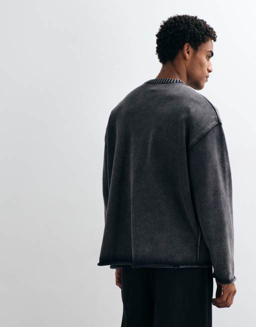 True Religion stickad tröja med rund halsringning och jeansapplikation i svart, 4 av 5