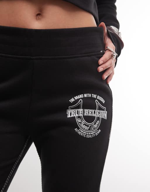 True Religion strassdekorerade Big T bootcut-joggers med medelhög midja, set i svart, 3 av 5