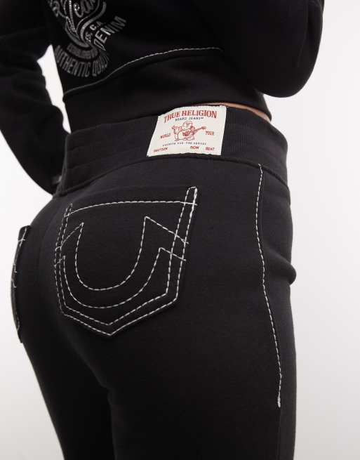 True Religion strassdekorerade Big T bootcut-joggers med medelhög midja, set i svart, 4 av 5