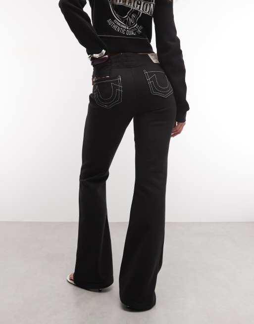 True Religion strassdekorerade Big T bootcut-joggers med medelhög midja, set i svart, 5 av 5
