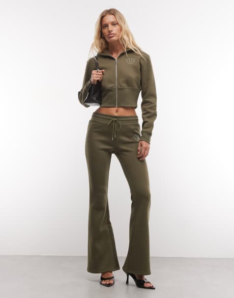 True Religion studded zip up cropped hoodie and flare trousers co-ord - view 1
