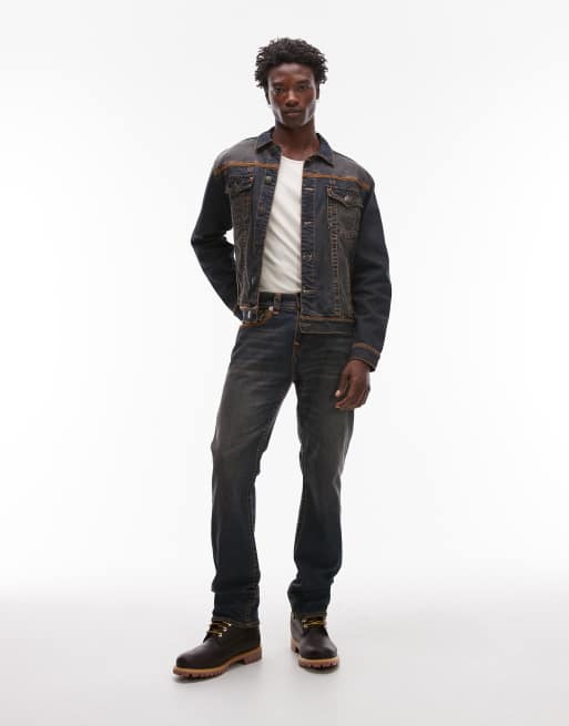 True Religion - Super Flatlock - Trucker-jakke i denim i mørk indigoblå vask - Del af sæt, 2 af 5