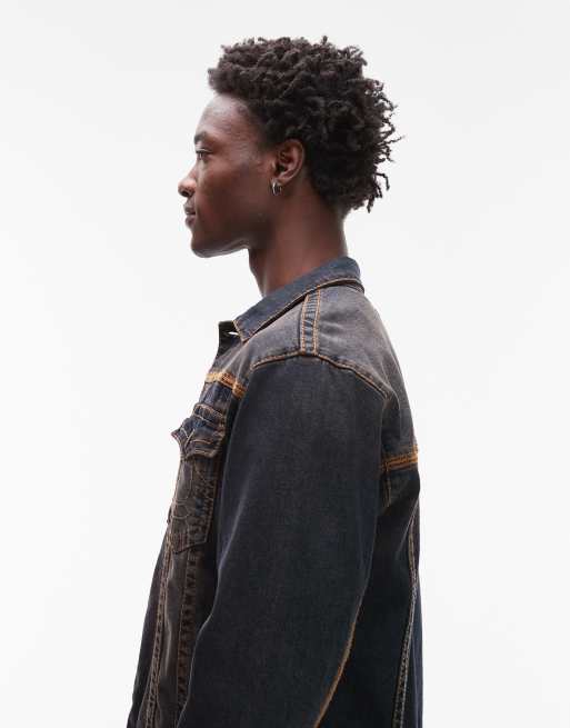 True Religion - Super Flatlock - Trucker-jakke i denim i mørk indigoblå vask - Del af sæt, 4 af 5