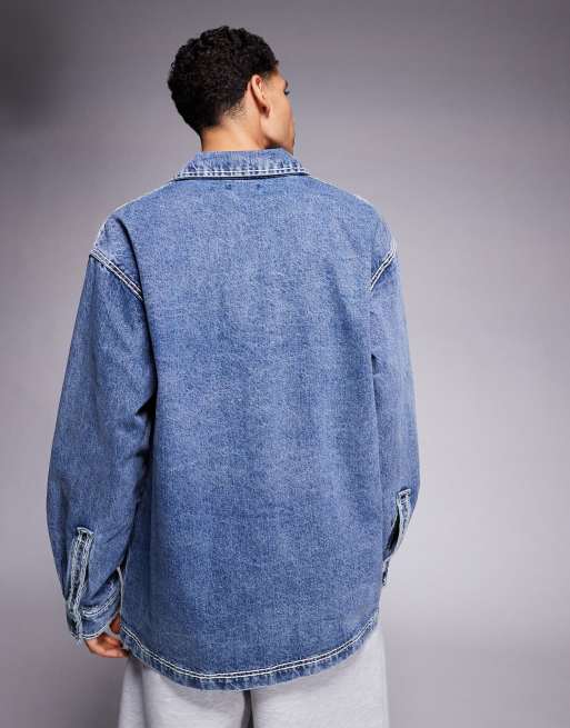 True Religion super QT denim shirt in washed blue, 3 of 5