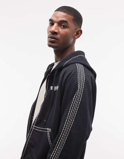 True Religion Super T cinched zip up hoodie in jet black - part of