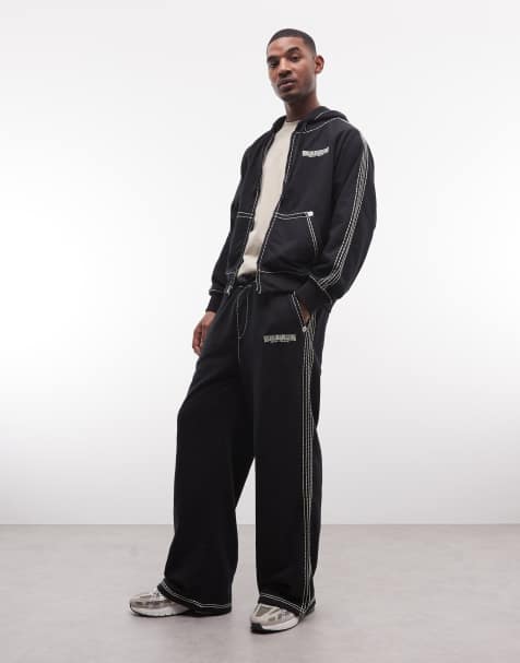 True Religion - Super T - Co-ord set van getailleerde hoodie met rits en joggingbroek in zwart - view 1