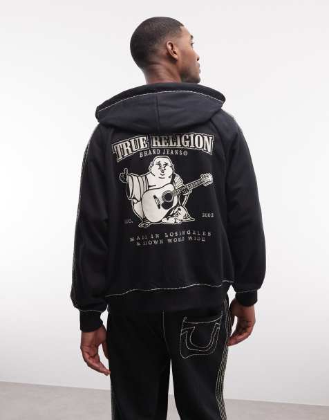True Religion – Super T – Kapuzenjacke in Jet-Schwarz mit Reißverschluss und Taillenbund, Kombiteil - view 1