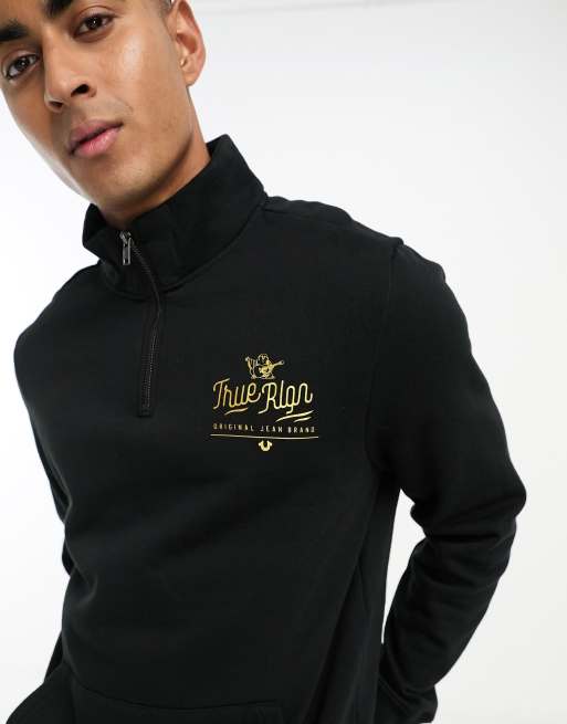 True Religion Black Luxe Sequin Logo Hoodie