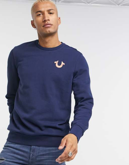 True Religion sweatshirt in navy with back print logo ASOS