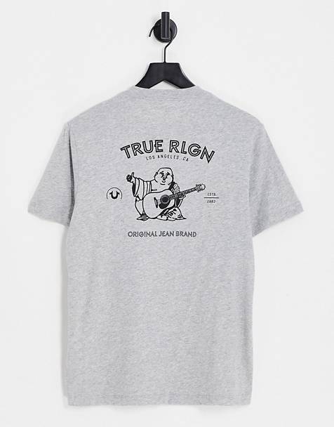 True Religion T-shirt jasnoszary Nadruk z motywem W stylu casual Moda Koszulki T-shirty 
