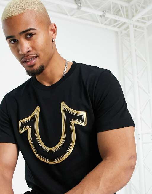 true religion black and gold t shirt