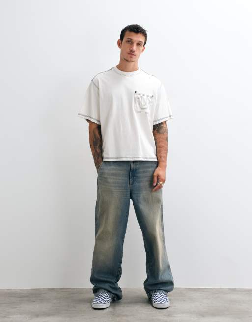 True Religion t-shirt à manches courtes avec imprimé script au dos et motif corde noir, 3 de 5