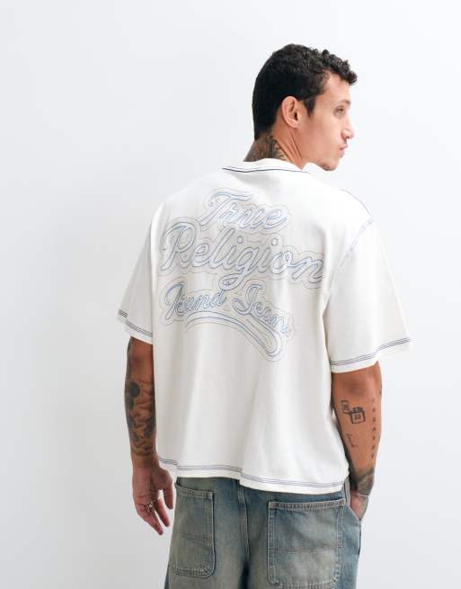 True Religion t-shirt à manches courtes avec imprimé script au dos et motif corde noir, 4 de 5