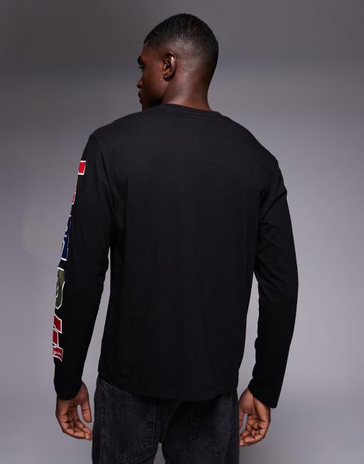 True Religion - T-shirt à manches longues avec logo et imprimés sur la manche - Noir, 3 de 5