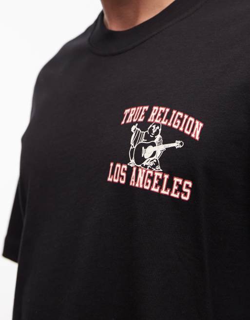 True Religion – T-Shirt aus Netzstoff in Tiefschwarz mit Buddha-Motiv, 4 von 5