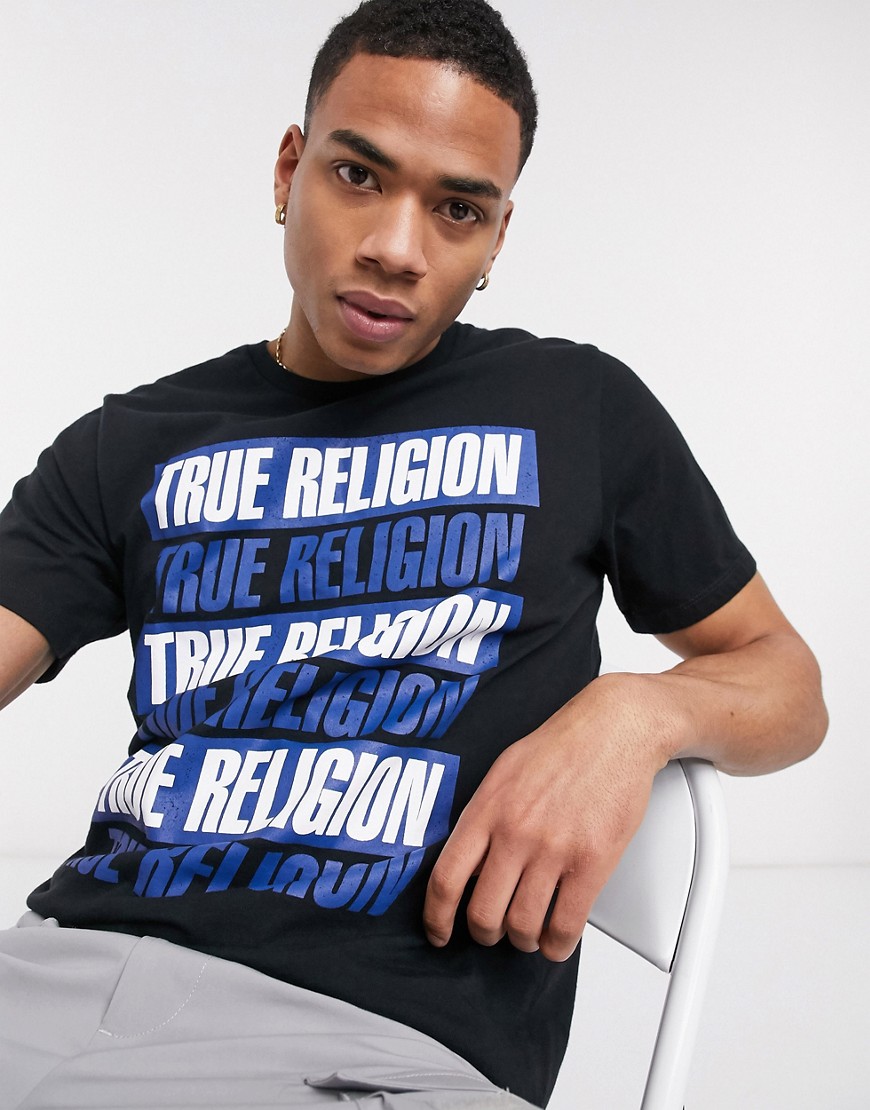 True Religion - T-shirt con logo-Nero