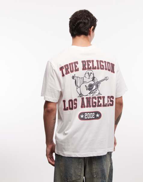 True Religion - T-shirt en tulle à imprimé Bouddha - Blanc optique - view 1