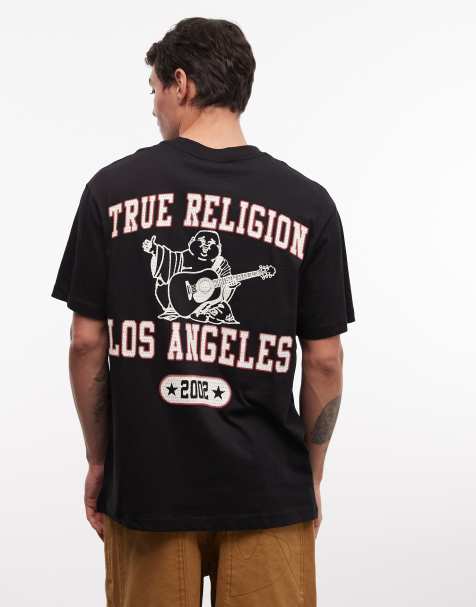 True Religion - T-shirt en tulle à imprimé Bouddha - Noir de jais - view 1