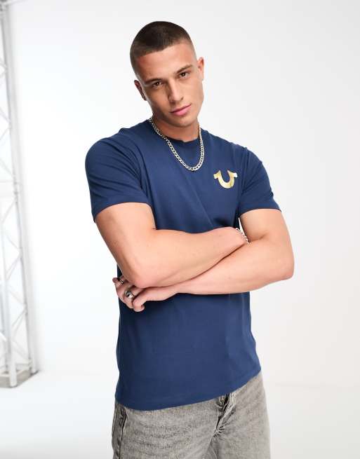 Navy blue true religion 2024 shirt
