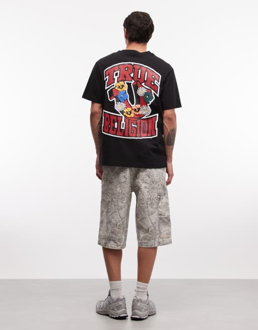 True Religion – T-Shirt in Tiefschwarz mit „Garden“-Logo, 3 von 5