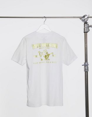 white and gold true religion shirt