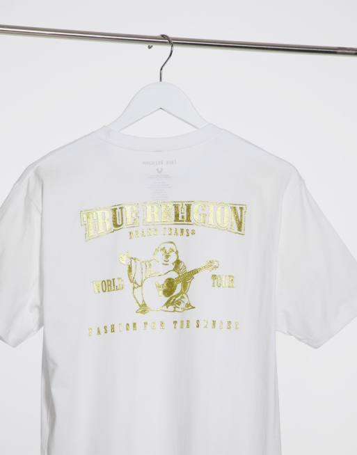 True religion white 2024 and gold shirt