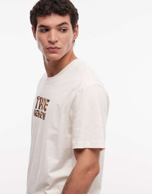True Religion – T-Shirt in Winterweiß mit Logo und Buddha-Gesicht-Logo, 5 von 5