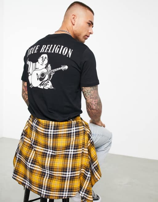 True Religion - T-shirt med Buddhaprint i sort