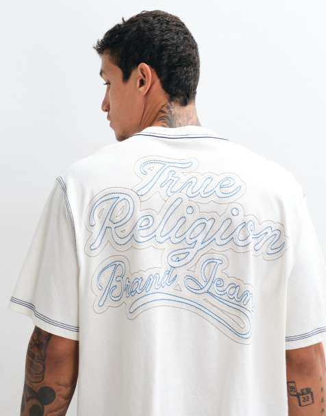 True Religion t-shirt med korta ärmar, repstilad text och tryck på ryggen i svart - view 1