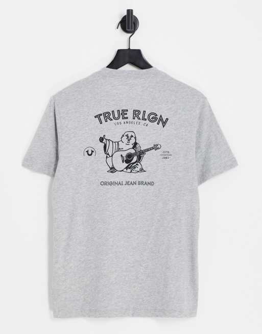 True Religion - T-shirt met print op de rug in grijs