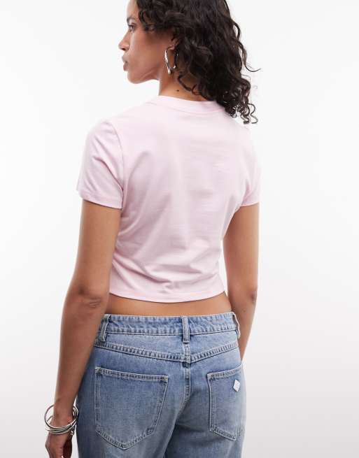 True Religion - T-shirt mini stile cowgirl rosa con cristalli, 3 di 4