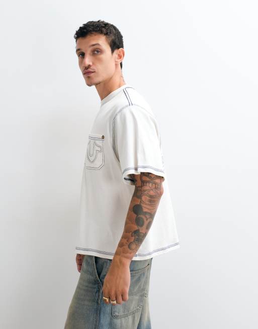 True Religion T-Shirt mit kurzen Ärmeln, Rope-Script-Print auf der Rückseite, in Schwarz, 5 von 5