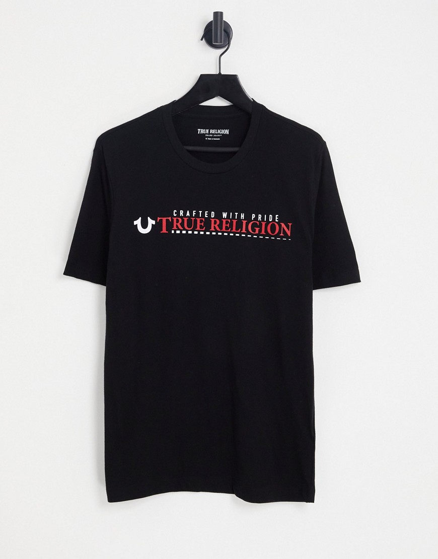 true religion - t-shirt nera con stampa-nero