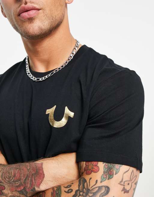 true religion black and gold t shirt