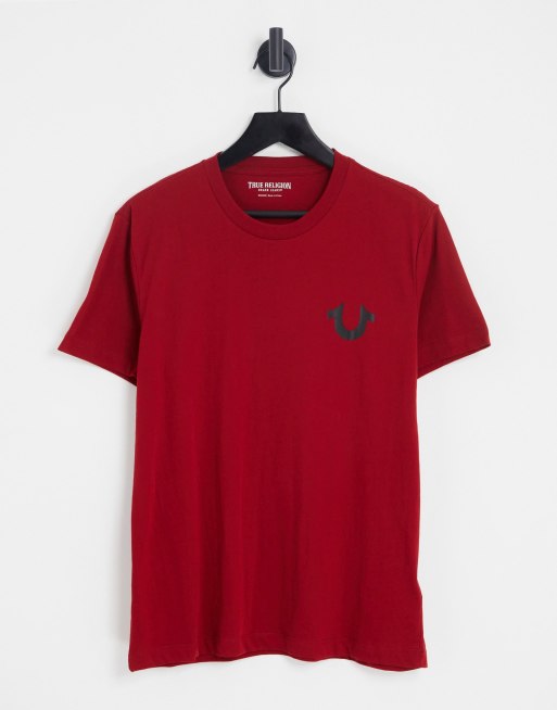True Religion - T-shirt rossa con stampa del logo sul retro, 2 di 4