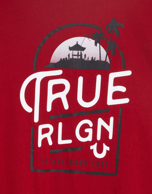 True Religion - T-shirt rossa con stampa del logo sul retro, 3 di 4