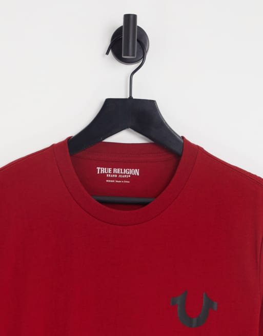 True Religion - T-shirt rossa con stampa del logo sul retro, 4 di 4