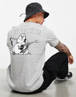 True Religion t-shirt with budha print in grey
