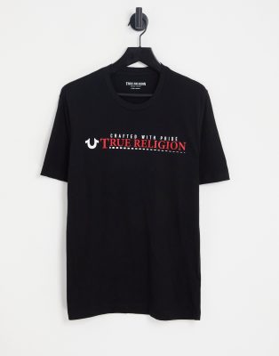 true religion red and black shirt