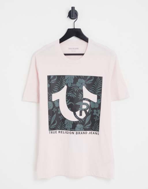 Pink and white store true religion shirt