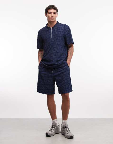 True Religion terry logo shorts in midnight blue (part of a set) - view 1