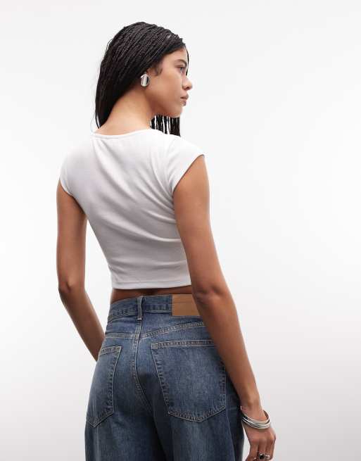 True Religion - Top met uitsnijdingen en kristallen detail in optisch wit, 4 van 4