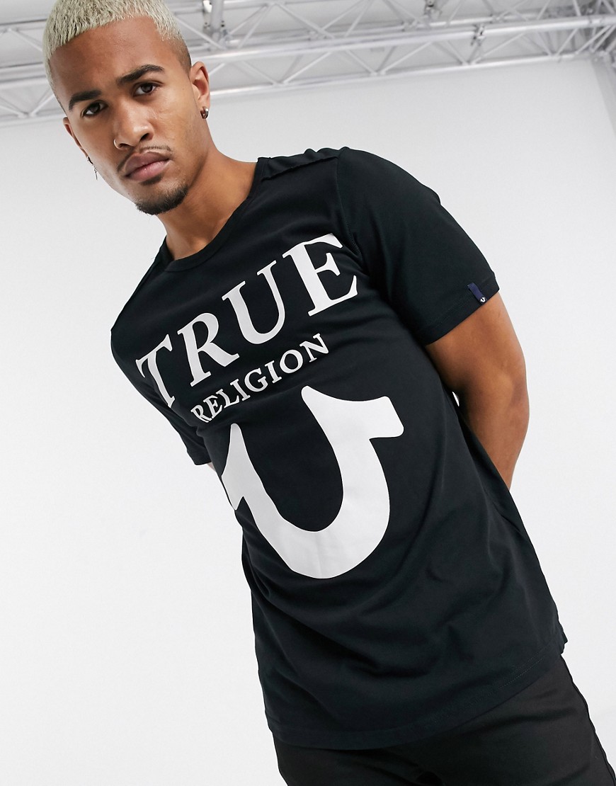 True Religion - True U - T-shirt con logo nera-Nero