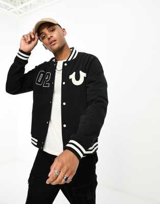 True Religion varsity jacket in black