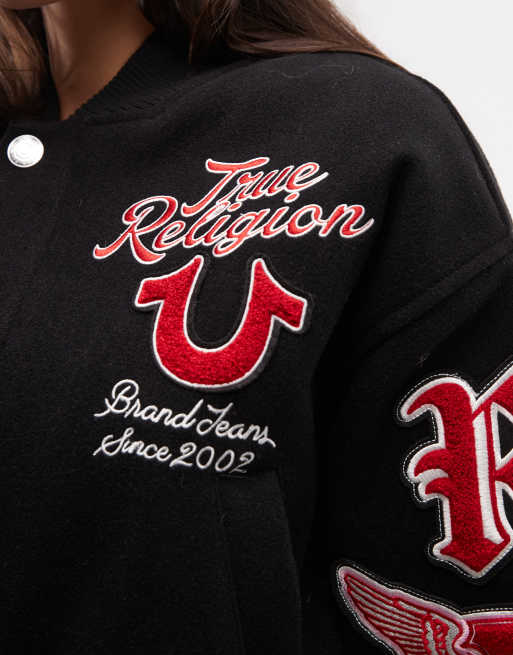 True Religion veste bomber varsity à capuche coupe relaxed avec logo brodé en noir, 3 de 4