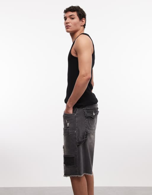 True Religion - Vinny Big T - Sorte forvaskede tømrer-shorts, 3 af 5