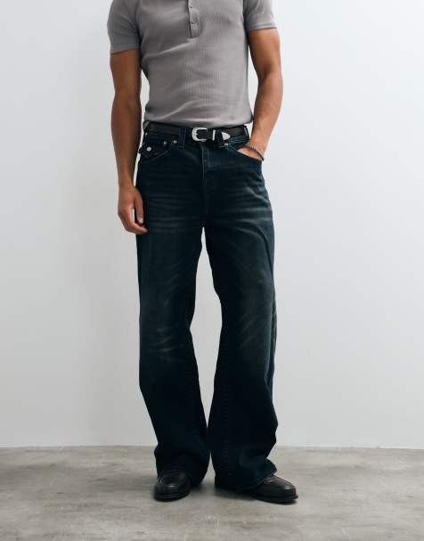 True Religion vinny flap pocket straight jeans in dark wash