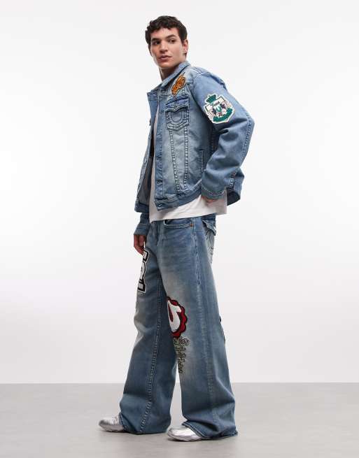 True Religion - Vinny - Jean baggy d'ensemble à empiècements - Bleu moyen délavé, 2 de 5