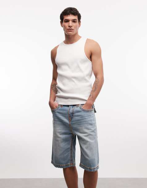 True Religion - Vinny Super T - Baggy short in medium blauw met wassing - view 1